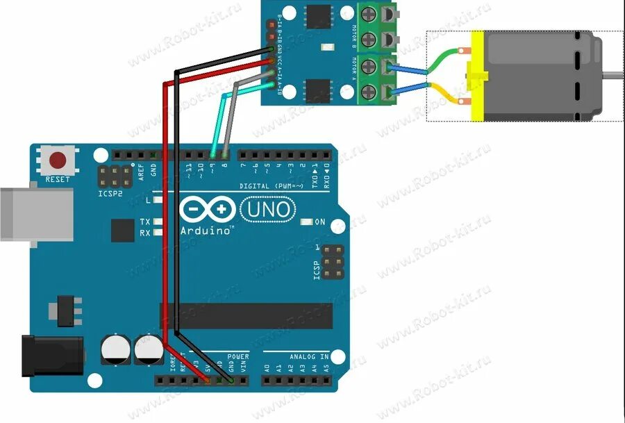 Подключение двигателя через ардуино Драйвер моторов двухканальный на L9110S - "Robot-Kit.ru" интернет-магазин Arduin