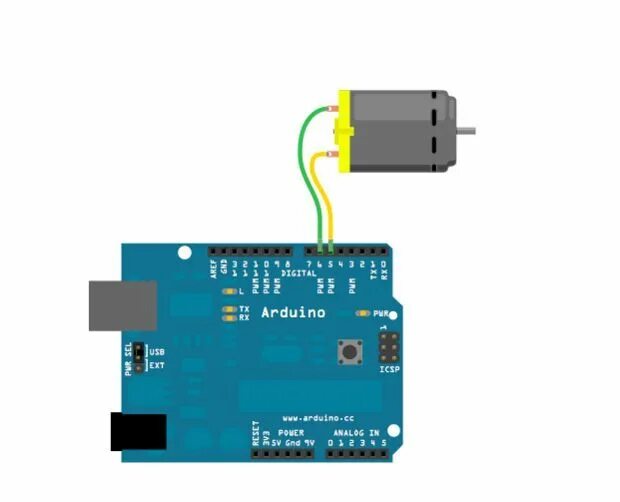 Подключение двигателя через ардуино Simple 2-way Motor Control for the Arduino