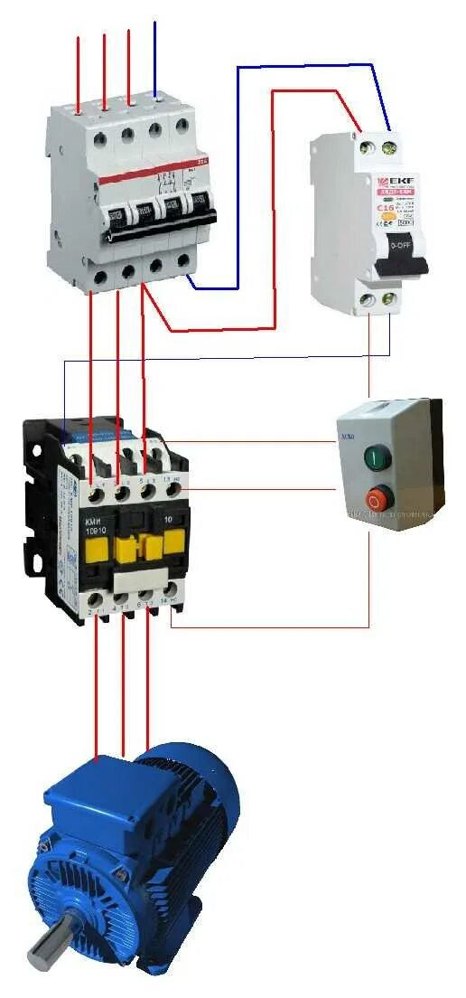 Подключение двигателя через автомат Установка контактора фото - DelaDom.ru