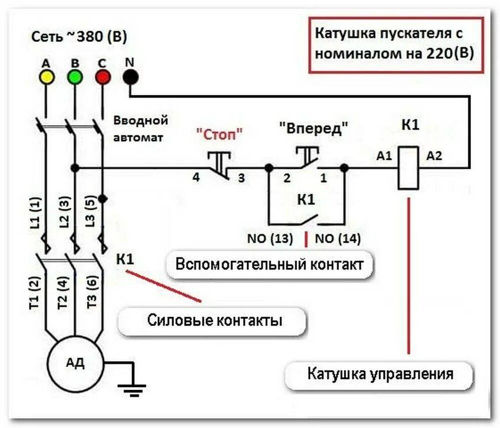 Подключение двигателя через кнопочный пост Схема кнопки пуска электродвигателя - найдено 74 картинок