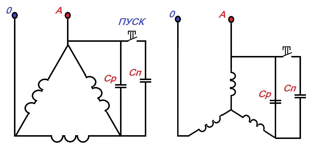 Подключение двигателя через конденсатор треугольником Подключение электродвигателя 380в на 220в фото - DelaDom.ru