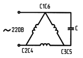 Подключение двигателя через конденсатор треугольником Потеря мощности электродвигателя с 380 на 220