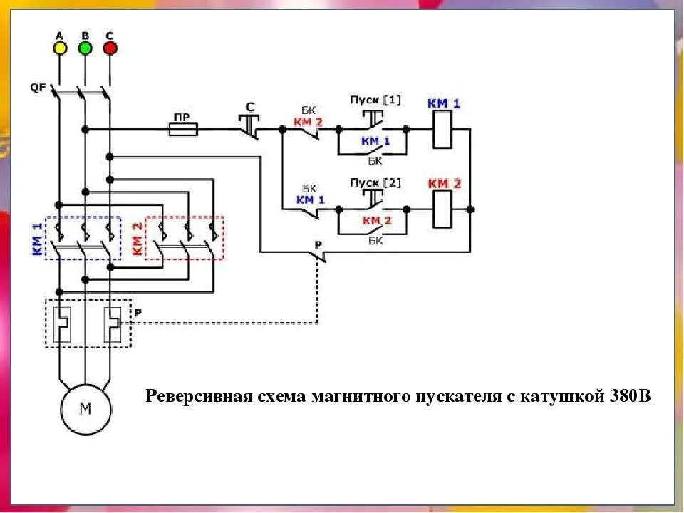 Подключение двигателя через пускатель реверс Схемы подключения электродвигателя через пускатель
