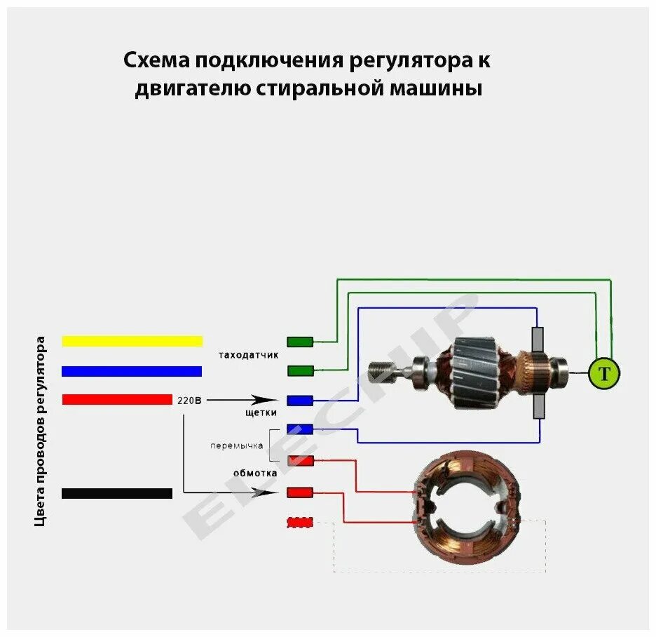Подключение двигателя через регулятор оборотов Регулятор оборотов двигателя стиральной машины 6-400Вт TDA-52 - купить в интерне