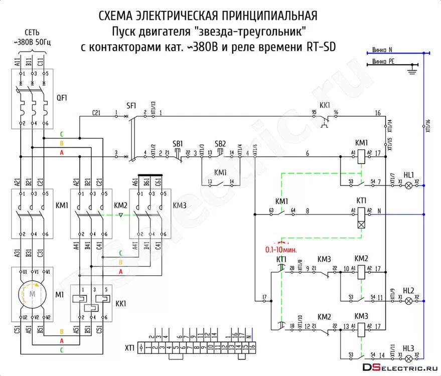 Автоматическое подключение трехфазного двигателя к сети 220 В. semf1k Дзен