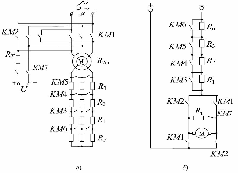 Подключение двигателя через сопротивления Принципы автоматического управления пуском и торможением электродвигателей