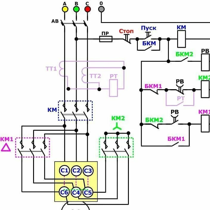 Подключение двигателя через звезду #электрика #автоматика #стройка Электротехника, Электрика, Электропроводка