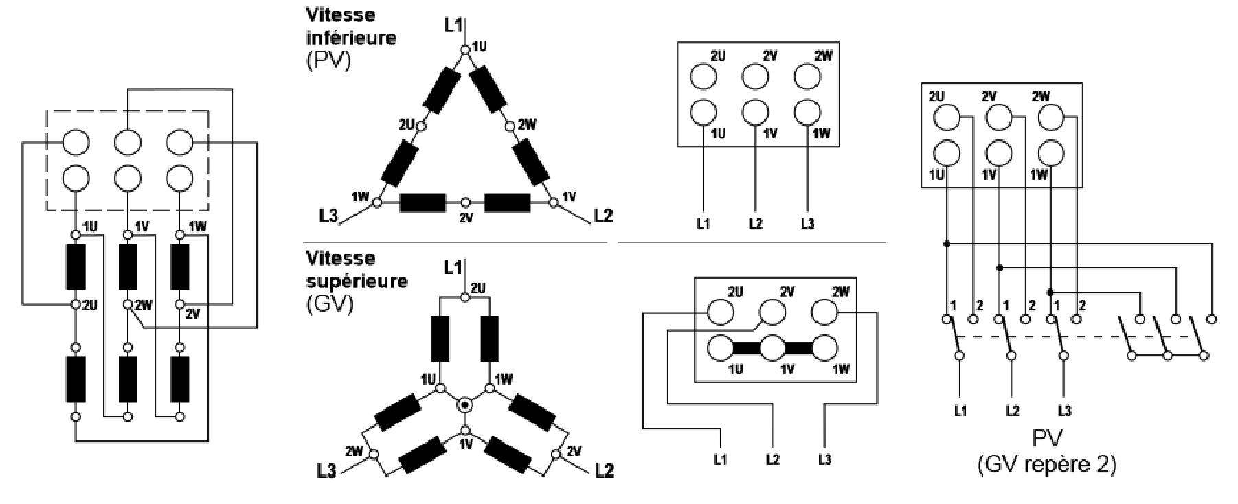 Подключение двигателя двойная звезда motor - Dahlander winding: Does the voltage rating change between connections? -