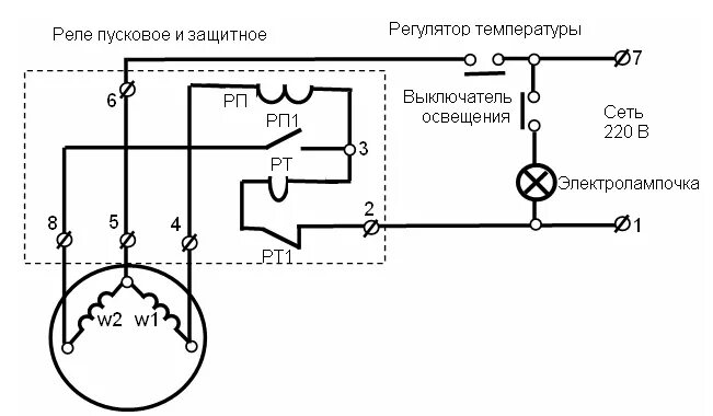 Подключение двигателя холодильника схема Схема холодильника HeatProf.ru