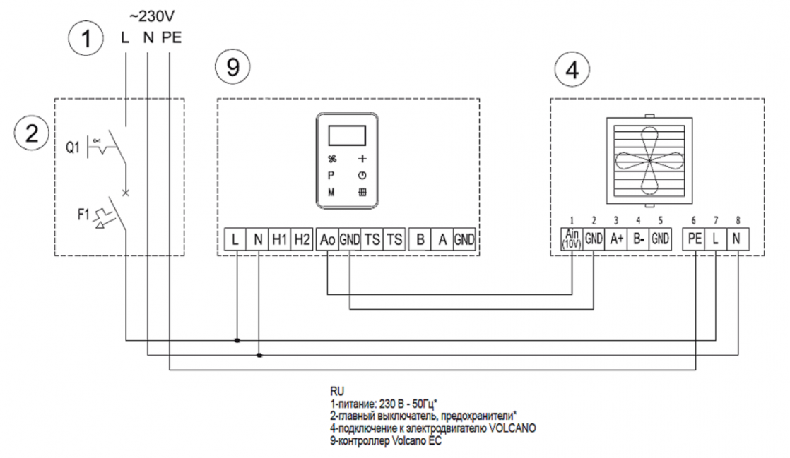 Подключение двигателя к 48415м01055 к фанкойлу схема Тепловентилятор Volcano VR2 EC купить в Екатеринбурге, цена, характеристики Очаг