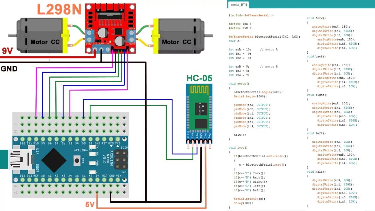 Подключение двигателя к ардуино через драйвер L298N ...Motor BT ...ep3 - YouTube