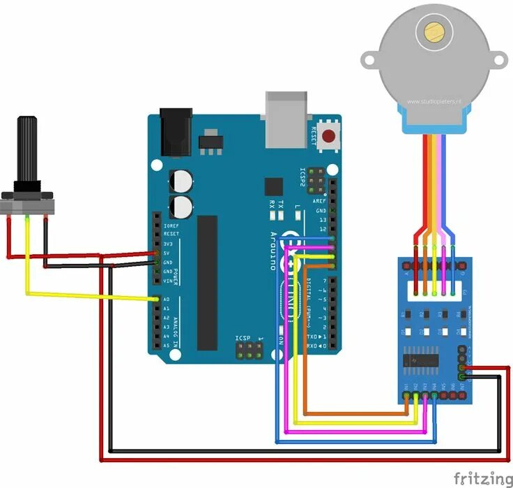 Подключение двигателя к ардуино нано How to Control Stepper Motor using Potentiometer and Arduino Arduino stepper mot