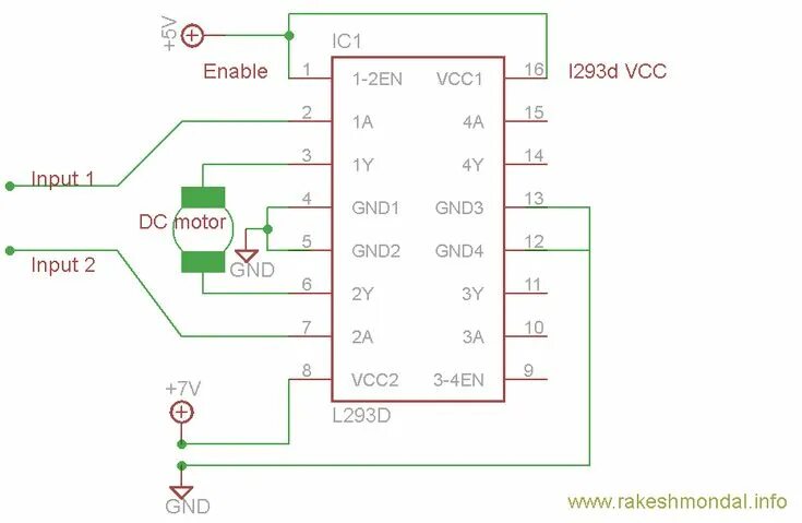 Подключение двигателя l293d #CircuitDiagram For l293d motor driver #ICcontroller.