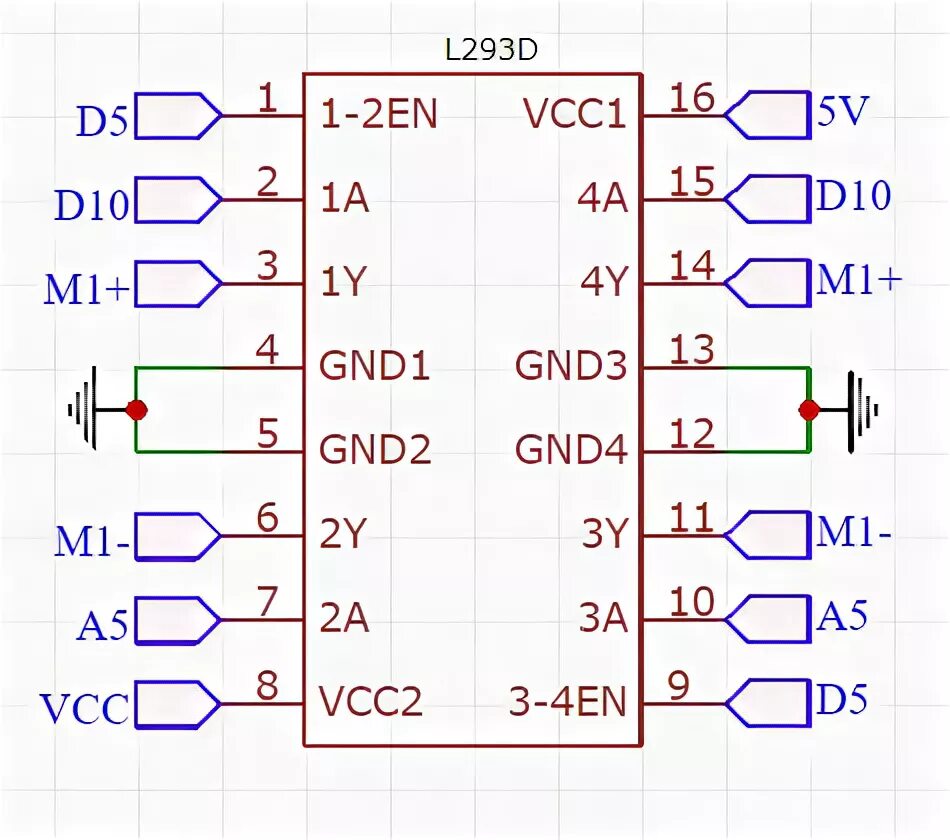 Подключение двигателя l293d L293D подключение 2-ух DC моторов Аппаратная платформа Arduino