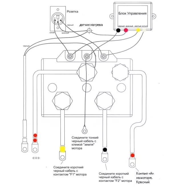 Подключение двигателя лебедки Пульт радиоуправления лебедкой универсальный 2 больших (оранж)