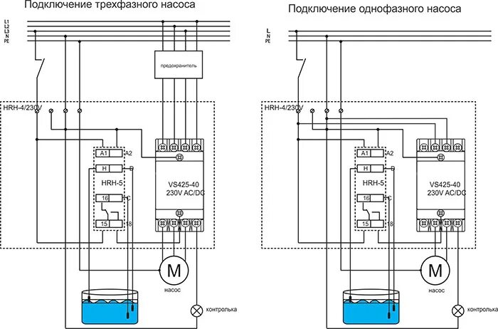 Подключение двигателя насоса насосы Блок управления насосом по уровню HRH-4 IP55