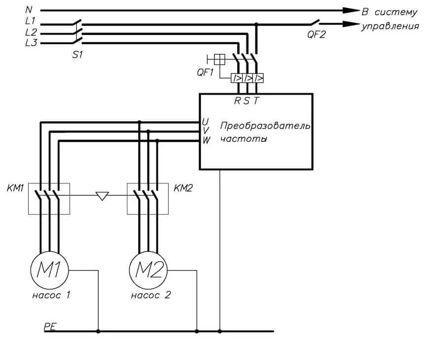 Подключение двигателя насосной станции схема Схема подключения двух насосов: найдено 85 изображений