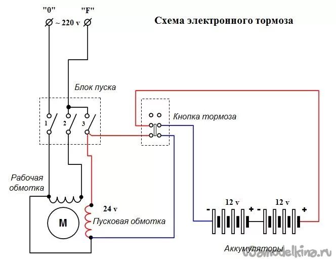 Подключение двигателя наждак Электронное торможение наждака - простая схема