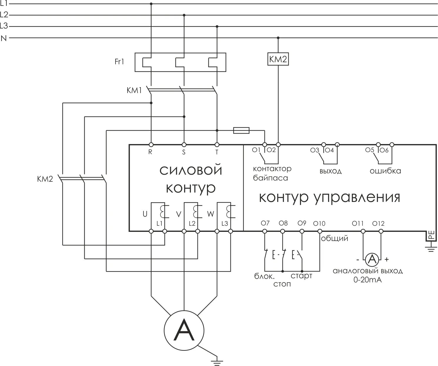 Подключение двигателя плавный пуск FIF EA11.002.002 SF-150 Устройство плавного пуска, контроль трёхфазной сети, шес