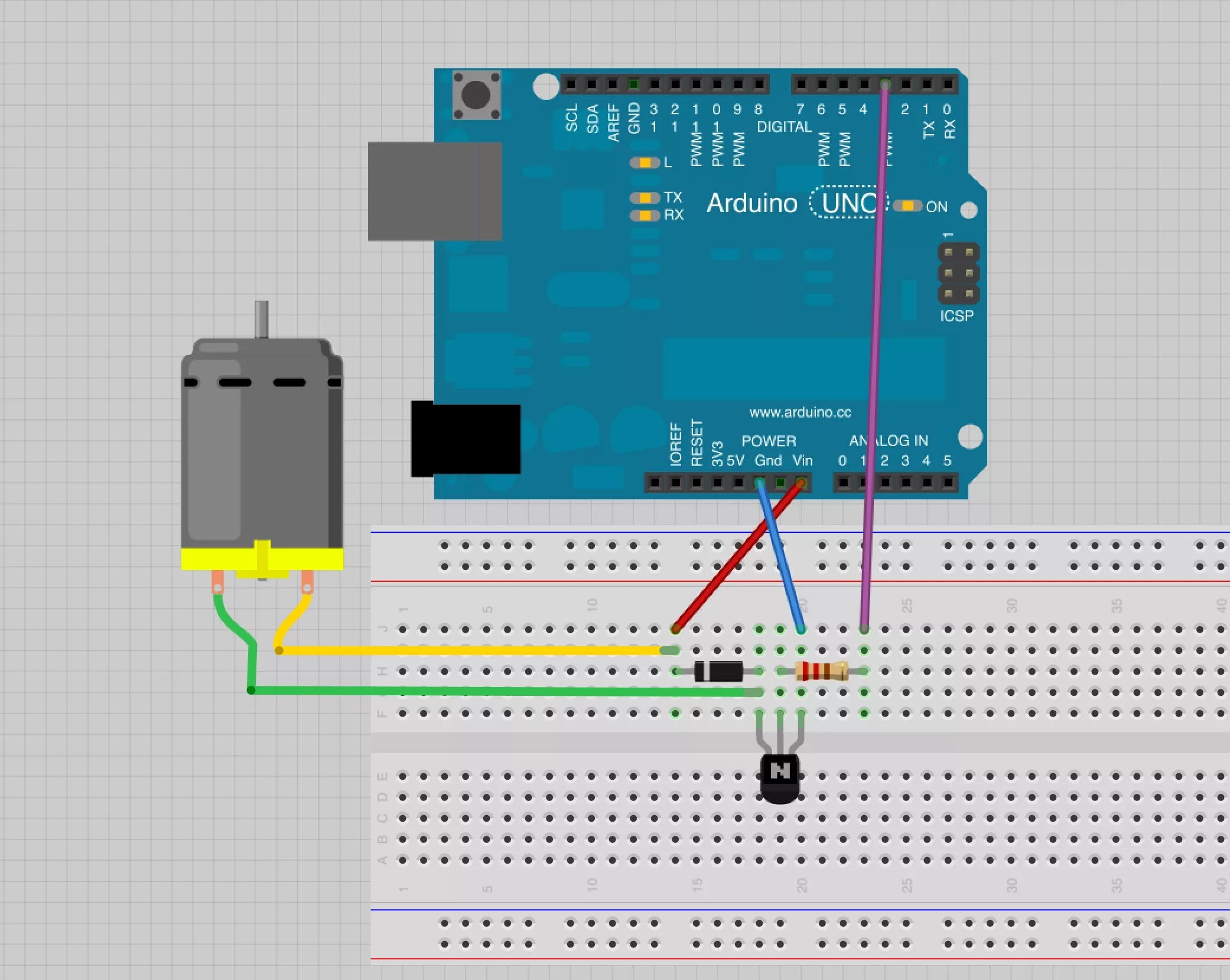 Подключение двигателя постоянного тока к ардуино arduino uno - Transistor for DC motor and 9v - Arduino Stack Exchange