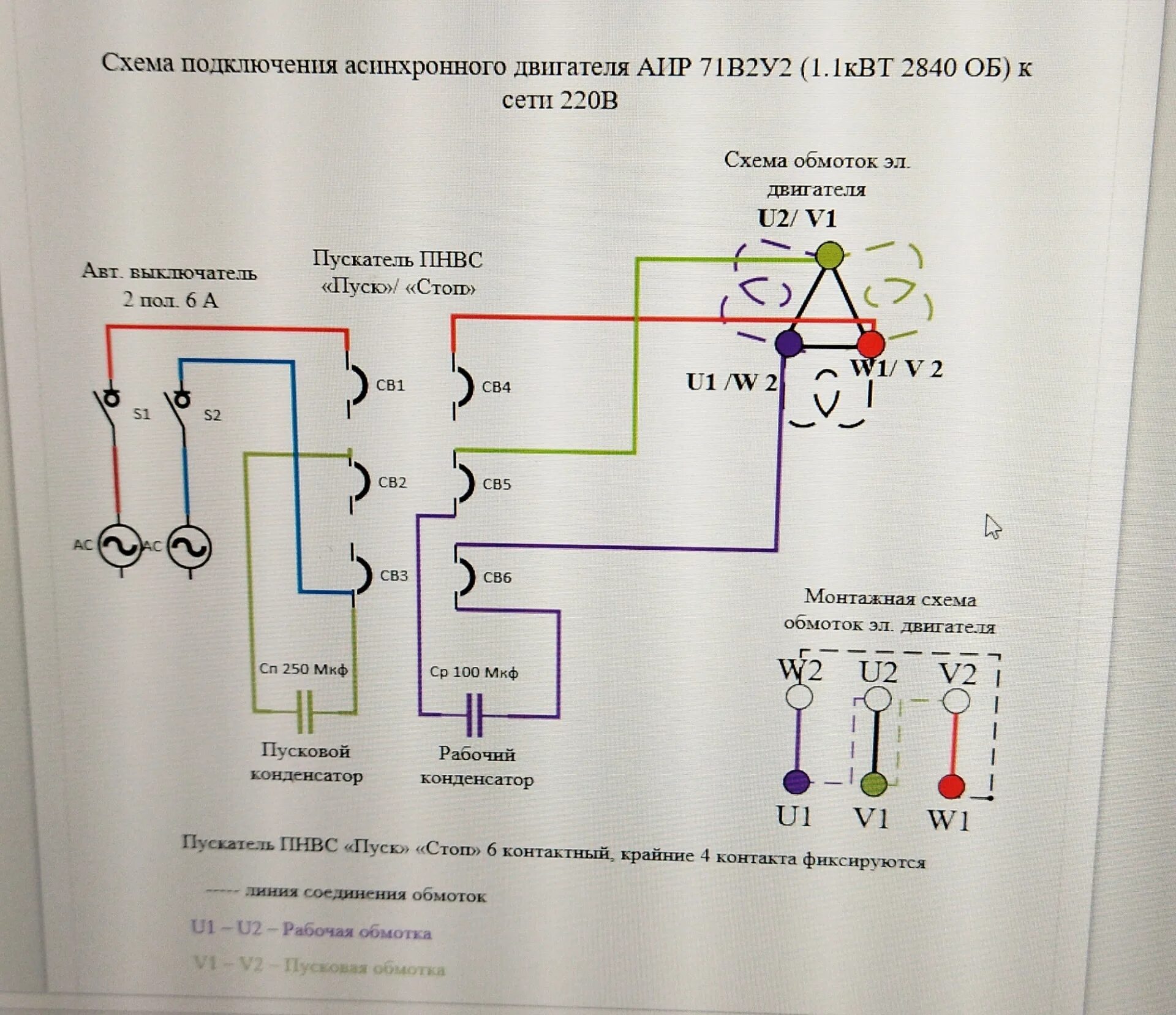 Подключение двигателя с двумя конденсаторами Подключение электродвигателя АИР 72 В 2 У 2 1.1.Квт. 2840 об - DRIVE2