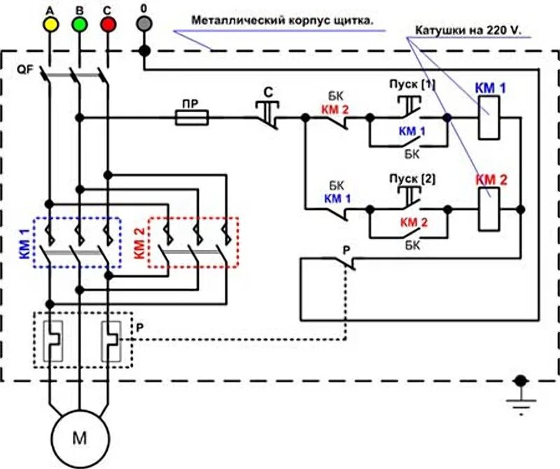 Подключение двигателя с реверсом наглядная схема Электромагнитный пускатель:, схемы подключения, технические характеристики, прин