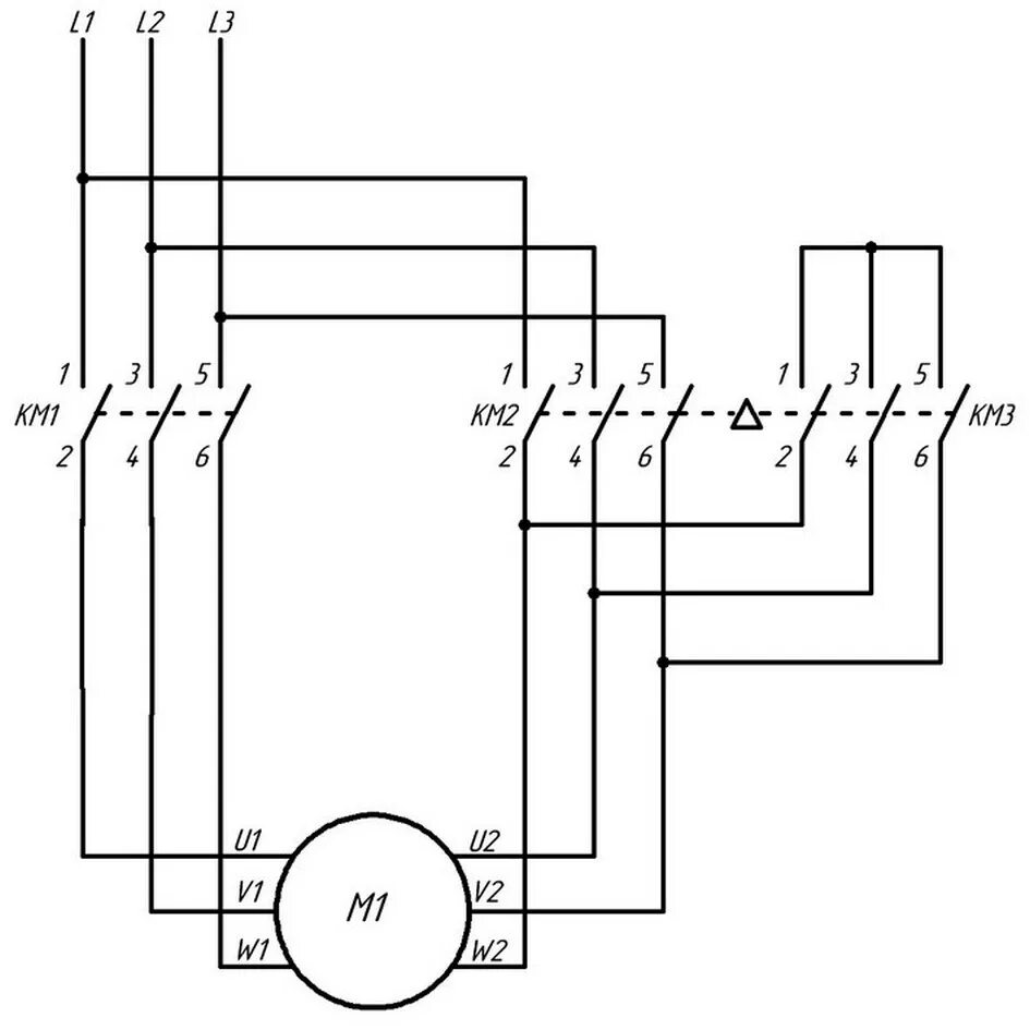 Подключение двигателя со звезды на треугольник Силовая часть схемы управления НПП Ковинт