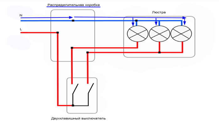 Подключение двойного выключателя на две Картинки ПОДКЛЮЧЕНИЕ 2 ВЫКЛЮЧАТЕЛЕЙ НА 2 ЛАМПЫ