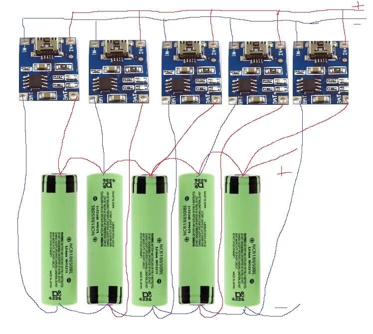 Подключение двух аккумуляторов 18650 Ответы Mail.ru: Зарядка последовательно подключённых 18650 аккумуляторов