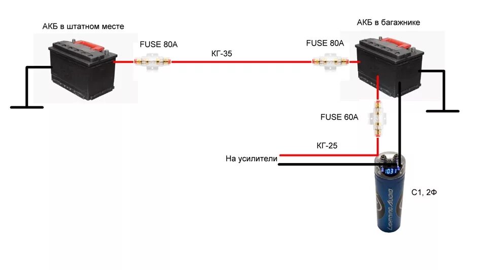 Подключение двух аккумуляторов на автомобиль Правильное питание (улучшаем питание усилителей) - Часть 1. - Lada Калина универ