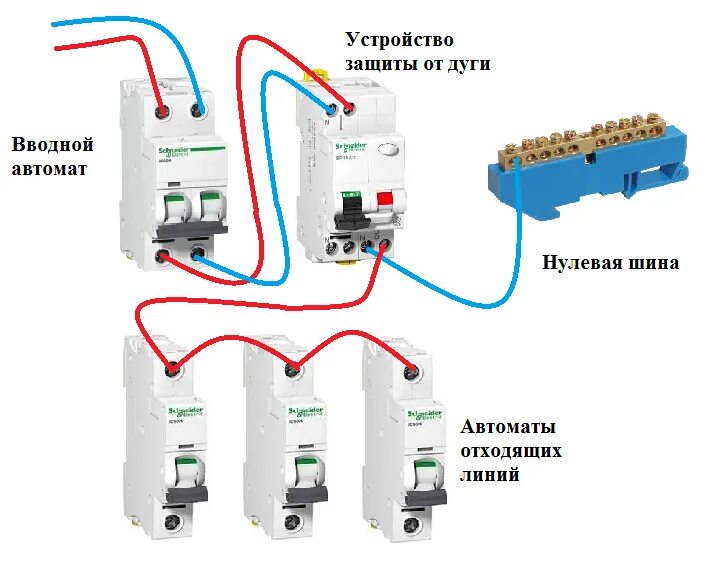 Подключение двух автоматов к одному кабелю схема Подключение двухполюсного автомата в щитке фото - DelaDom.ru