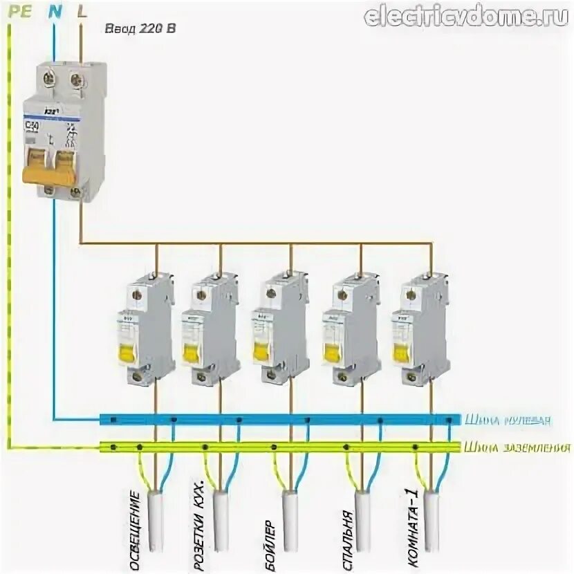 Подключение двух автоматов к одному кабелю схема Подключение автоматических выключателей Электрика, Инструменты своими руками, Эл