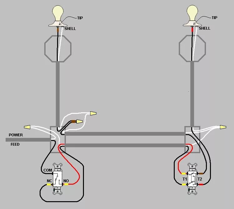 Подключение двух бра electrical - 2 switches & 2 lights - Home Improvement Stack Exchange