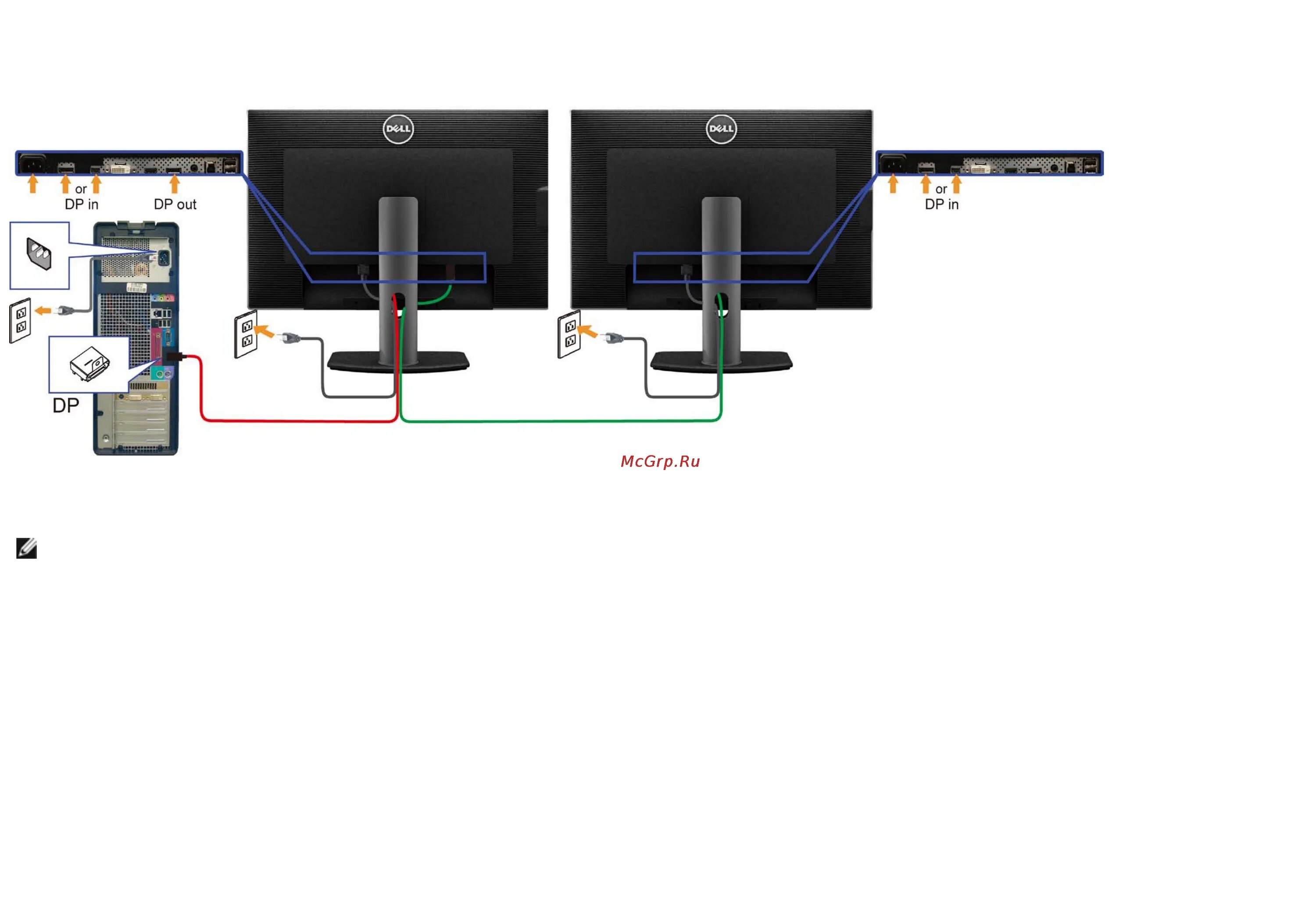 Подключение двух дисплеев Dell ultrasharp u3014 26/74 Подключение монитора c использованием функции многоп
