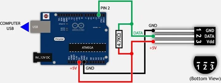 Подключение двух ds18b20 Купить Датчик температуры DS18B20 + кабель ARDUINO: отзывы, фото и характеристик