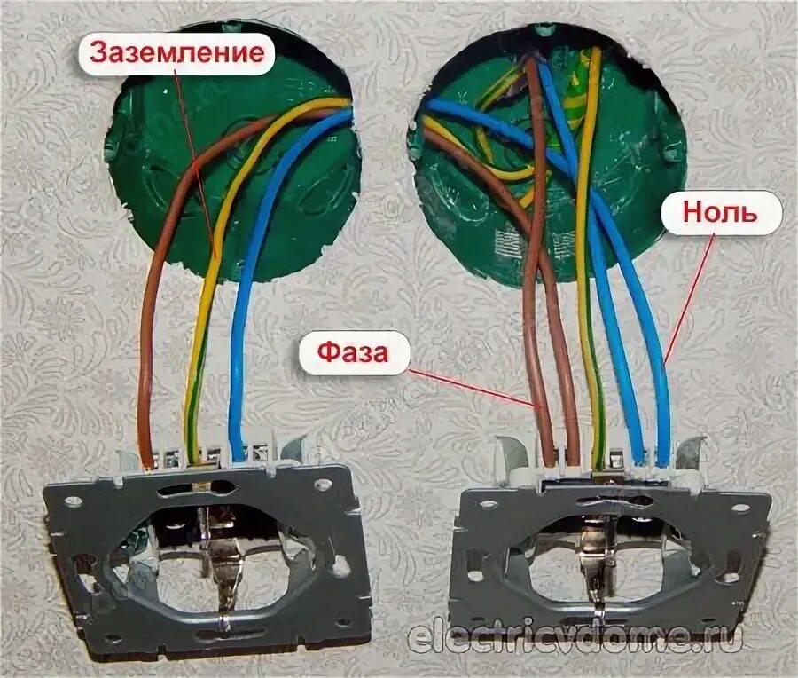 Подключение двух двойных розеток Обозначение фазы и нуля - маркировка Ремонт, Электропроводка, Электрика