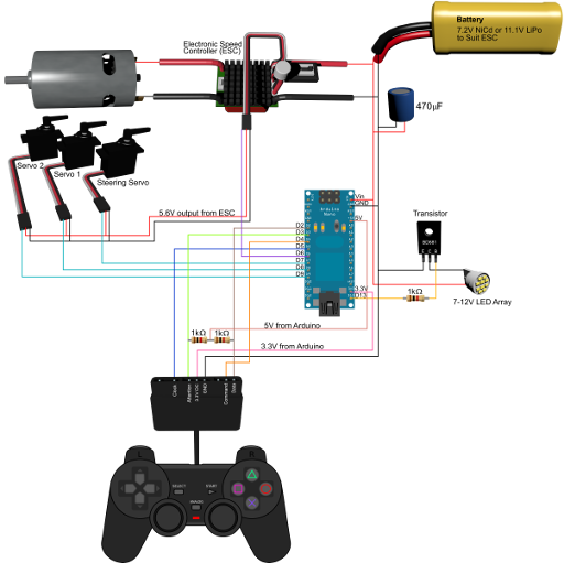 Подключение двух джойстиков Circuit Diagram of the PS2 Controller Demonstration Rig. Ардуино, Технологии, Эл