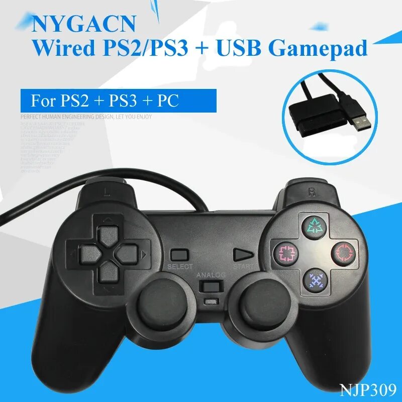 Подключение двух джойстиков к пк NYGACN wired for PS2 + USB connect gamepad NJP309 game handle for PS2/computer f