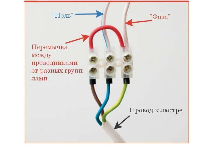 Подключение двух фаз к одному нулю Как подключить старую люстру с тремя проводами