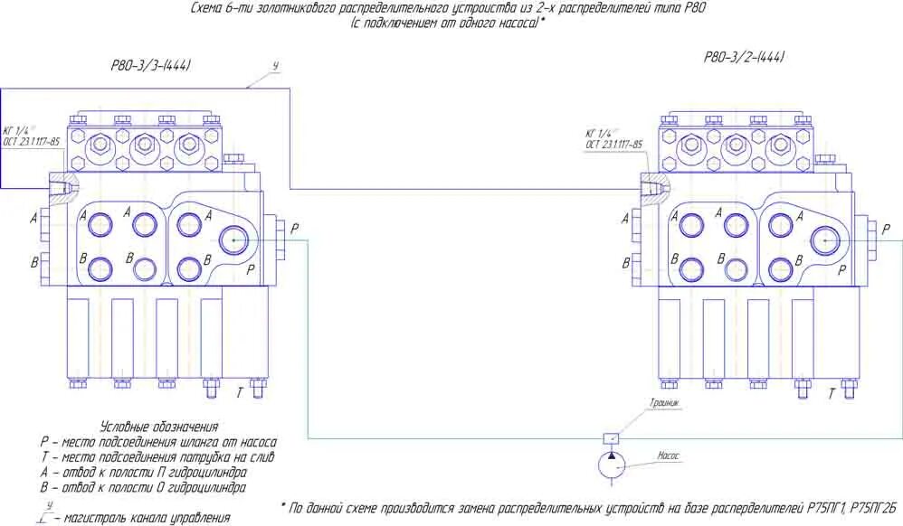 Подключение двух гидрораспределителей к одному насосу Гідророзподільник Р80-3/3-444 Вигідна покупка