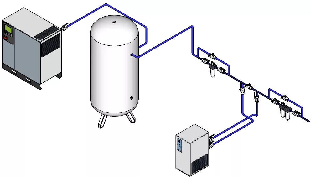 Подключение двух компрессоров в одну воздушную магистраль Подготовка сжатого воздуха