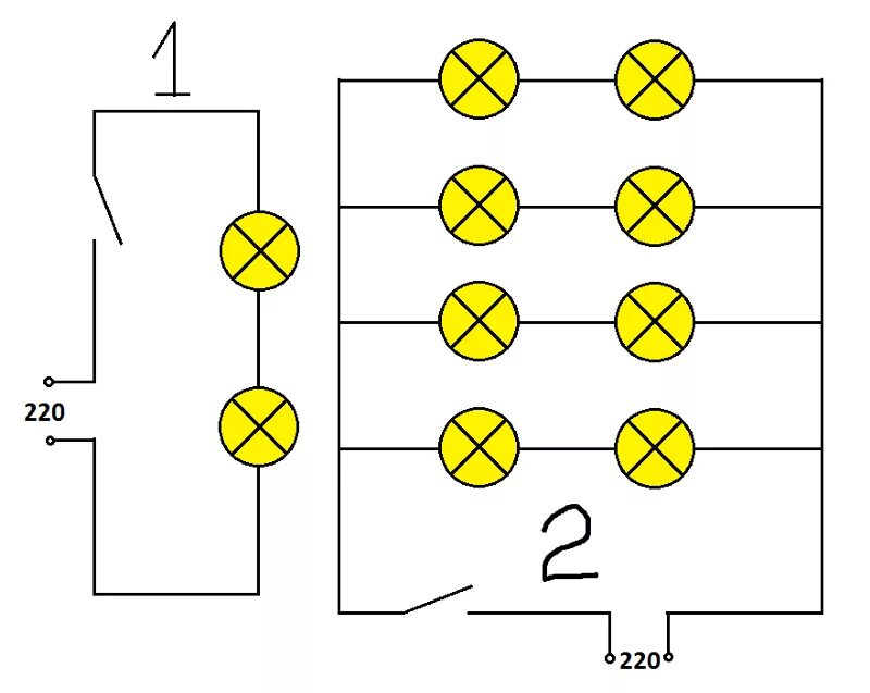 Подключение двух лампочек параллельно Ответы Mail.ru: последовательное подключение лампочек