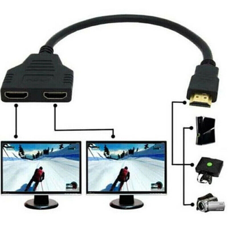 Подключение двух мониторов через один hdmi 2 Dual Port Y Splitter 1080P v1.4 Male to Double Female Adapter Ca_AZ eBay