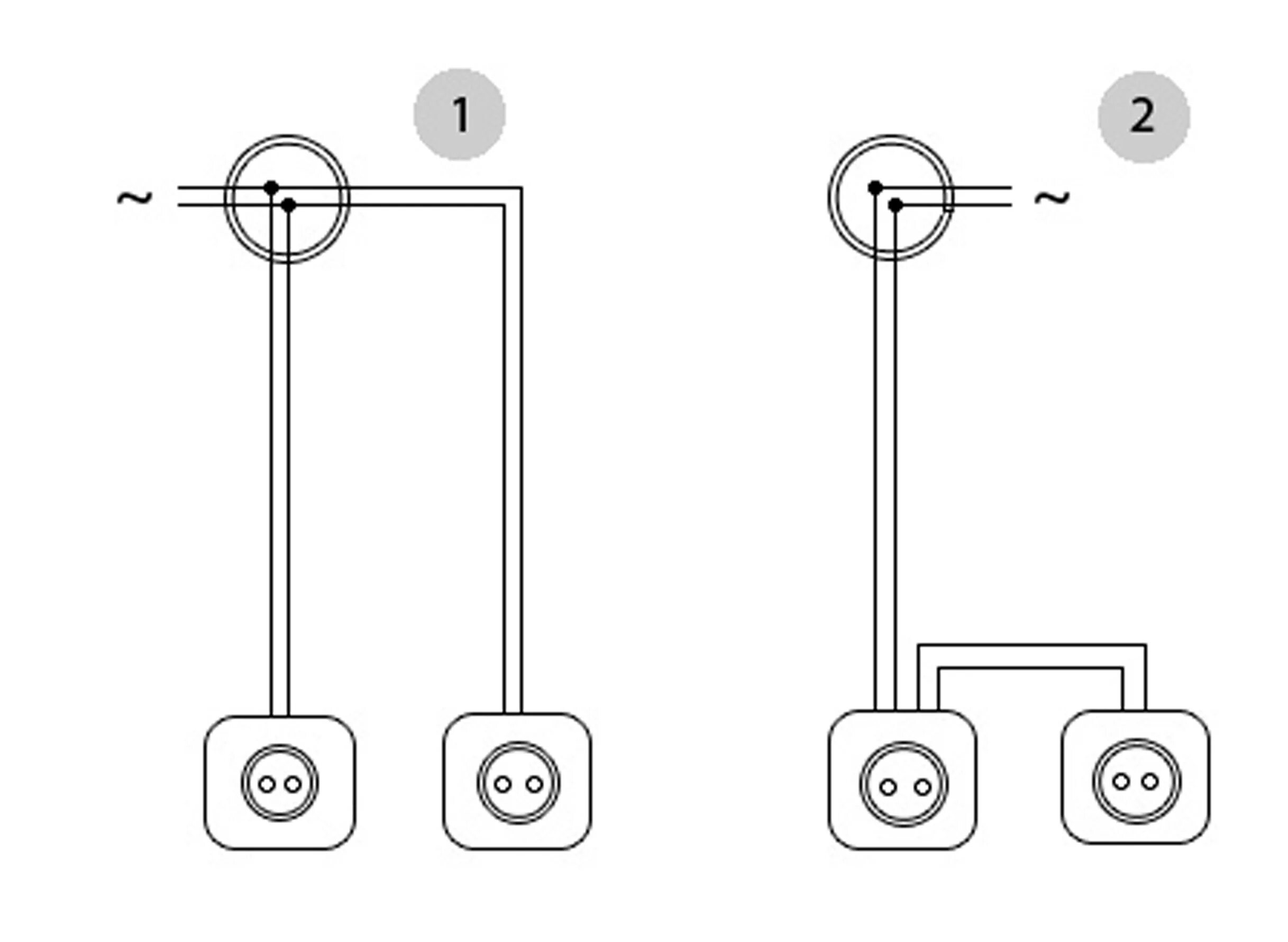Подключение двух розеток к одному проводу схема Как подключить розетку к распределительному щитку