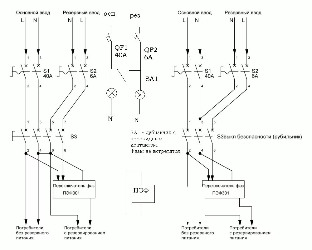 Подключение двух рубильников Перекидной рубильник на однолинейной схеме