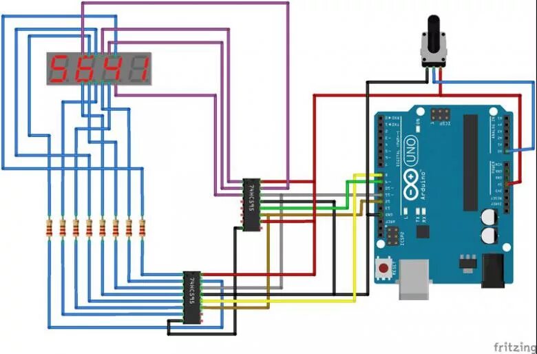 Подключение двух семисегментных индикаторов к arduino Вывод информации на 4 разрядный 7сегментный индикатор при помощи двух 74hc595 Ап