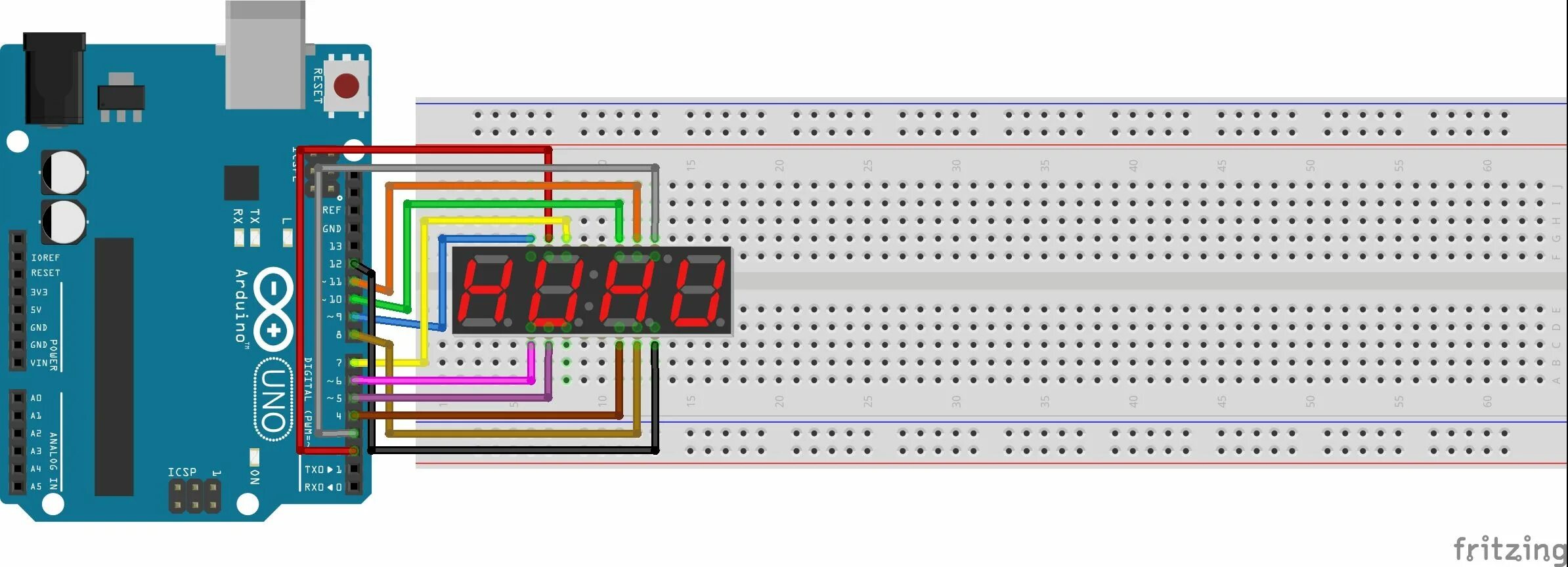 Подключение двух семисегментных индикаторов к arduino 4 digit 7 segment display connections kasufbbpfq Segmentation, Arduino, Display