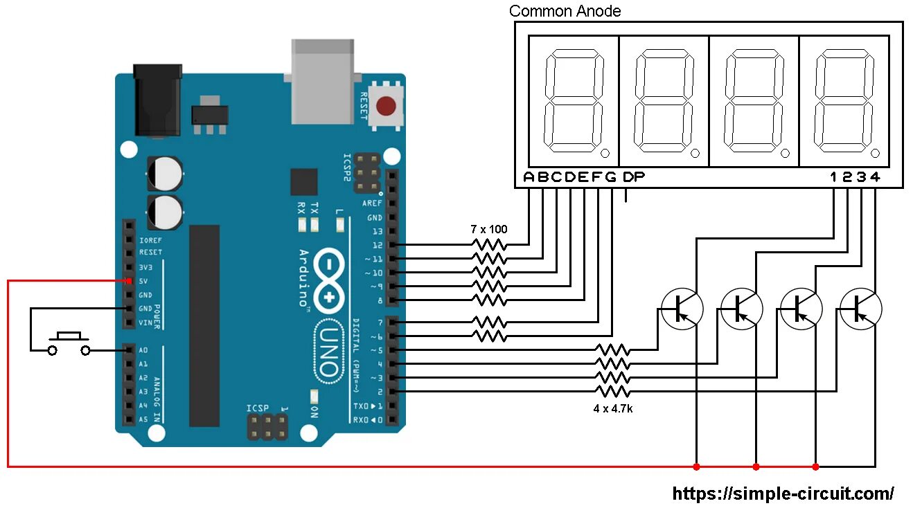 Подключение двух семисегментных индикаторов к arduino Integracija Preiskava Ponovljeno arduino chronomrter with led display 4 digit 7 