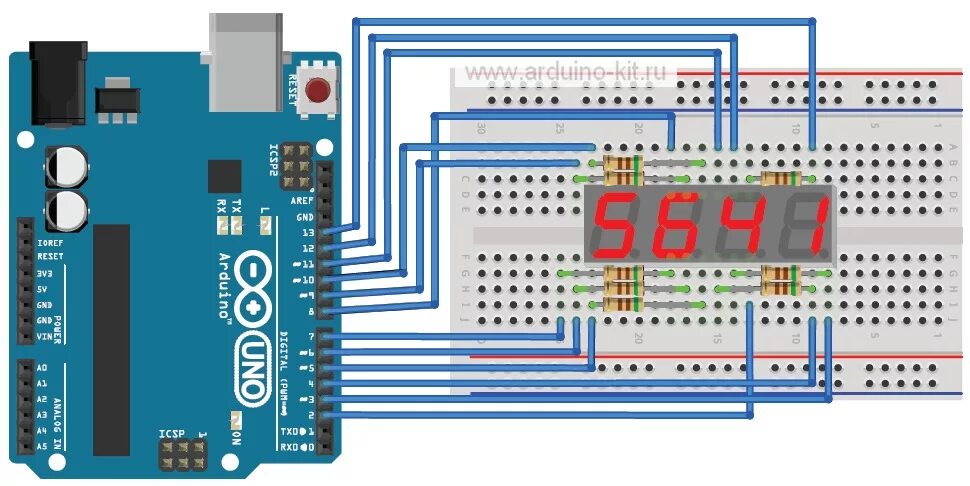 Подключение двух семисегментных индикаторов к arduino Блог