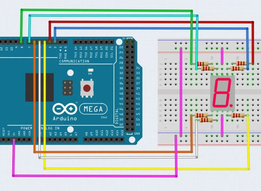 Подключение двух семисегментных индикаторов к arduino Лабораторный работы по Arduino Mega 2650